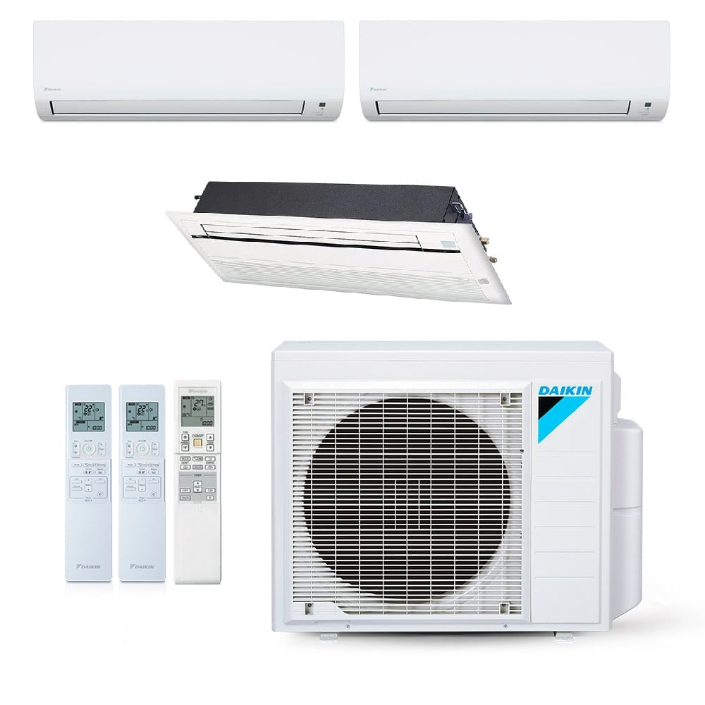 Vista 2 Ar-Condicionado Multi Split Inverter Daikin 24.000 BTUs (2x Evap HW 9.000 + 1x Evap Cassete 1 Via 12.000) Quente/Frio 220V Branco Branco