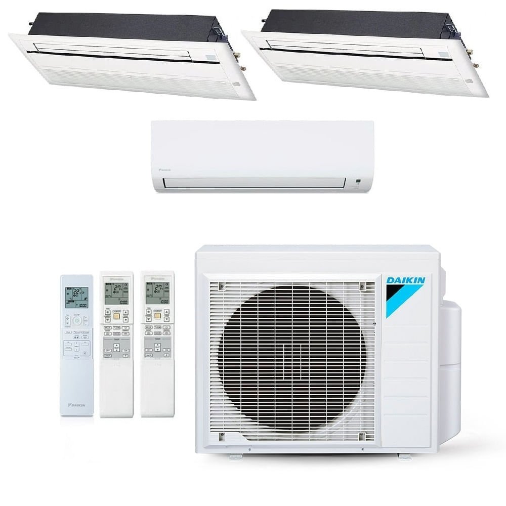 Vista 2 Ar-Condicionado Multi Split Inverter Daikin 28.000 BTUs (1x Evap HW 12.000 + 2x Evap Cassete 1 Via 18.000) Quente/Frio 220V Branco Branco