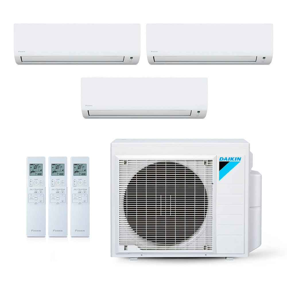 Vista 2 Ar-Condicionado Multi Split Inverter Daikin 34.000 BTUs (2x Evap HW 12.000 + 1x Evap HW 18.000) Quente/Frio 220V Branco Branco