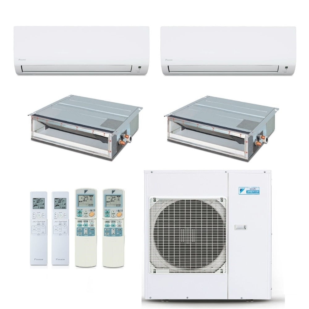 Vista 2 Ar-Condicionado Multi Split Inverter Daikin 38.000 BTUs (2x Evap HW 9.000 + 2x Evap Duto 18.000) Quente/Frio 220V Metal Metal