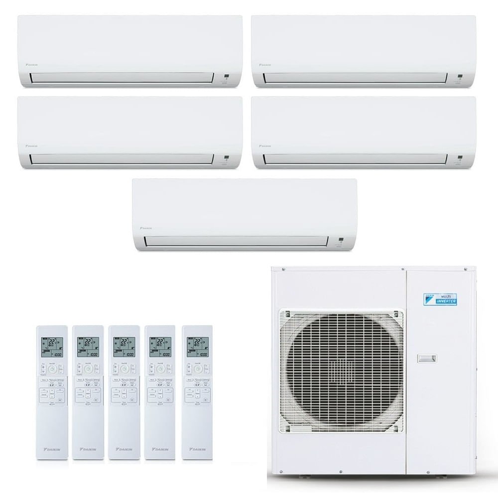 Vista 2 Ar-Condicionado Multi Split Inverter Daikin 38.000 BTUs (4x Evap HW 9.000 + 1x Evap HW 18.000) Quente/Frio 220V Branco Branco