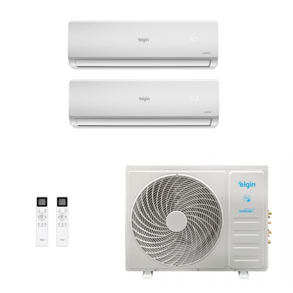 Vista 2 Ar-Condicionado Inverter Bi Split Elgin 18.000 BTUs (2x Evap Hi Wall 9.000) Quente/Frio 220V Branco Branco