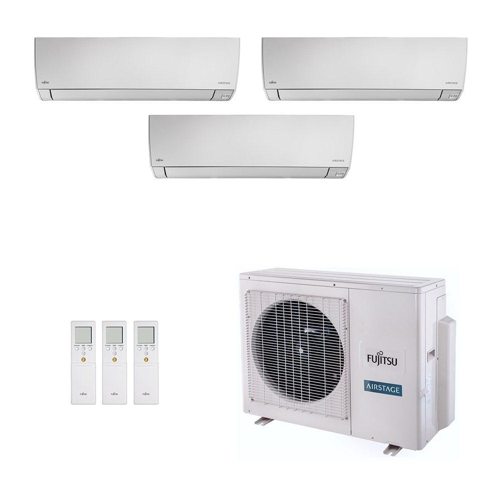 Ar-Condicionado Multi Split Inverter Fujitsu 18.000 (2x Evap HW 7.000 + 1x Evap HW 12.000) Quente/Frio 220V