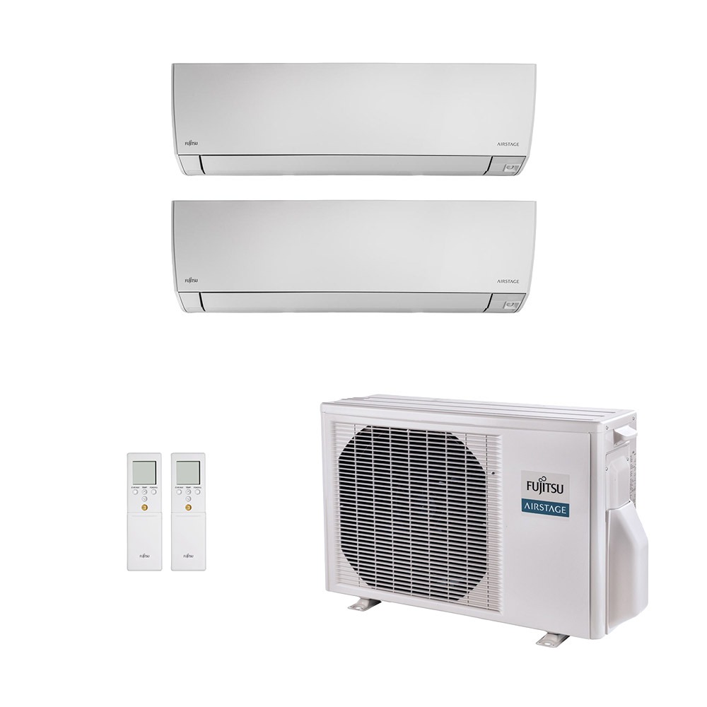 Vista 2 Ar-Condicionado Multi Split Inverter Fujitsu 18.000 BTUs (2x Evap HW 7.000) Quente/Frio 220V Branco Branco