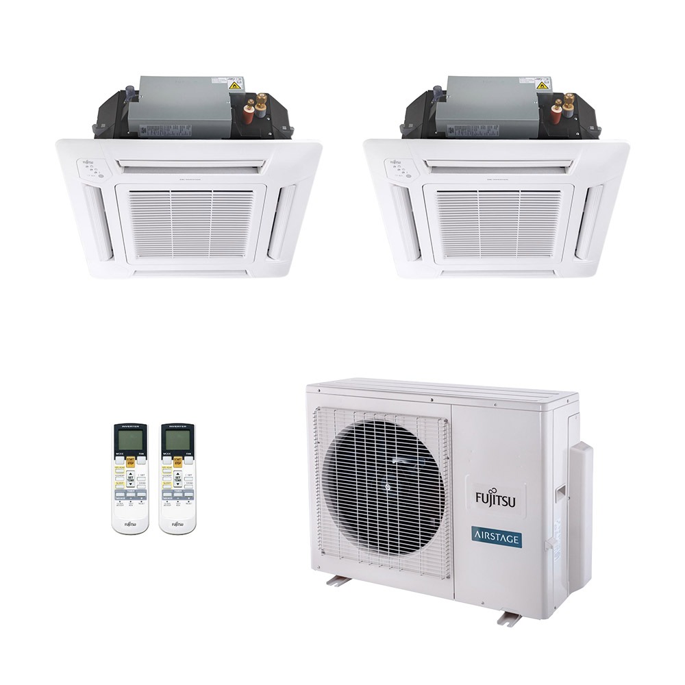 Vista 2 Ar-Condicionado Multi Split Inverter Fujitsu 23.000 (1x Evap Cassete 4 Vias 12.000 + 1x Evap Cassete 4 Vias 18.000) Quente/Frio 220V Branco Branco