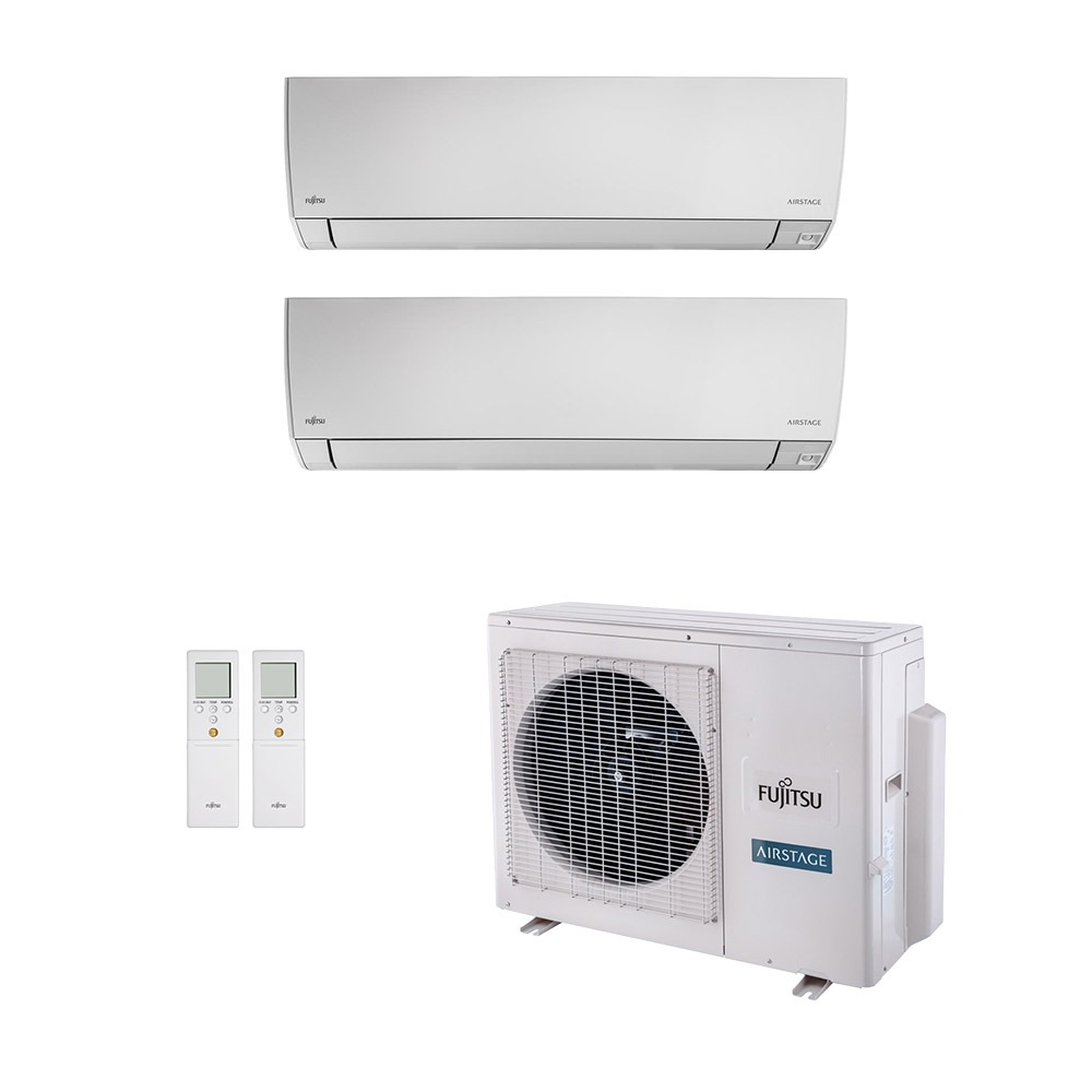 Vista 2 Ar-Condicionado Multi Split Inverter Fujitsu 23.000 (2x Evap HW 12.000) Quente/Frio 220V Branco Branco
