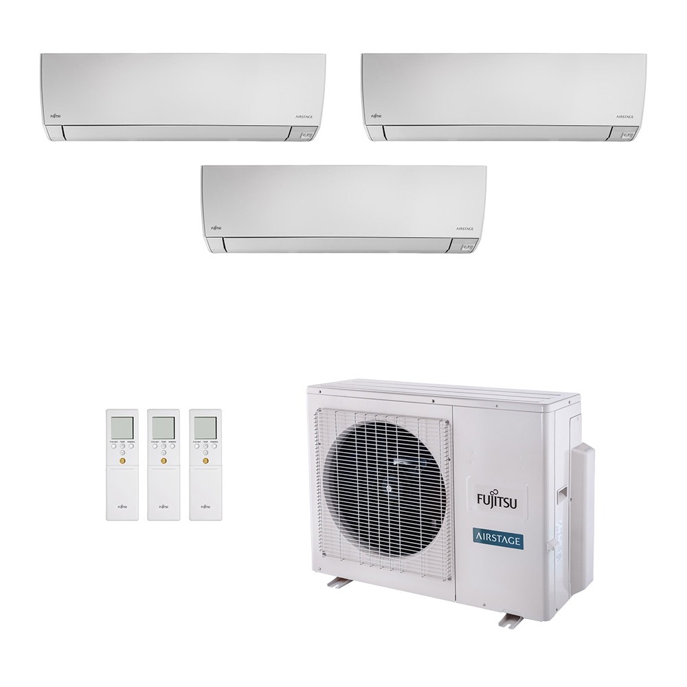 Vista 2 Ar-Condicionado Multi Split Inverter Fujitsu 23.000 (2x Evap HW 7.000 + 1x Evap HW 12.000) Quente/Frio 220V Branco Branco