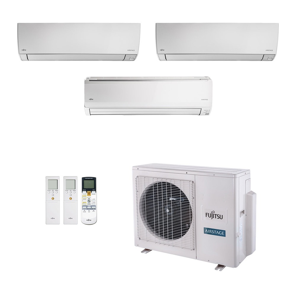 Vista 2 Ar-Condicionado Multi Split Inverter Fujitsu 23.000 (2x Evap HW 7.000 + 1x Evap HW 18.000) Quente/Frio 220V Branco Branco