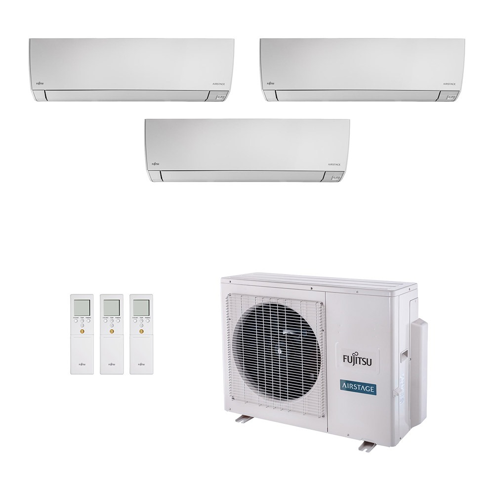 Vista 2 Ar-Condicionado Multi Split Inverter Fujitsu 23.000 (3x Evap HW 12.000) Quente/Frio 220V Branco Branco