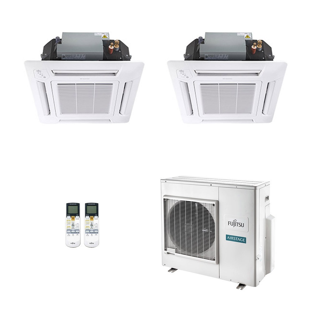 Vista 2 Ar-Condicionado Multi Split Inverter Fujitsu 35.000 (2x Evap Cassete 4 Vias 18.000) Quente/Frio 220V Branco Branco