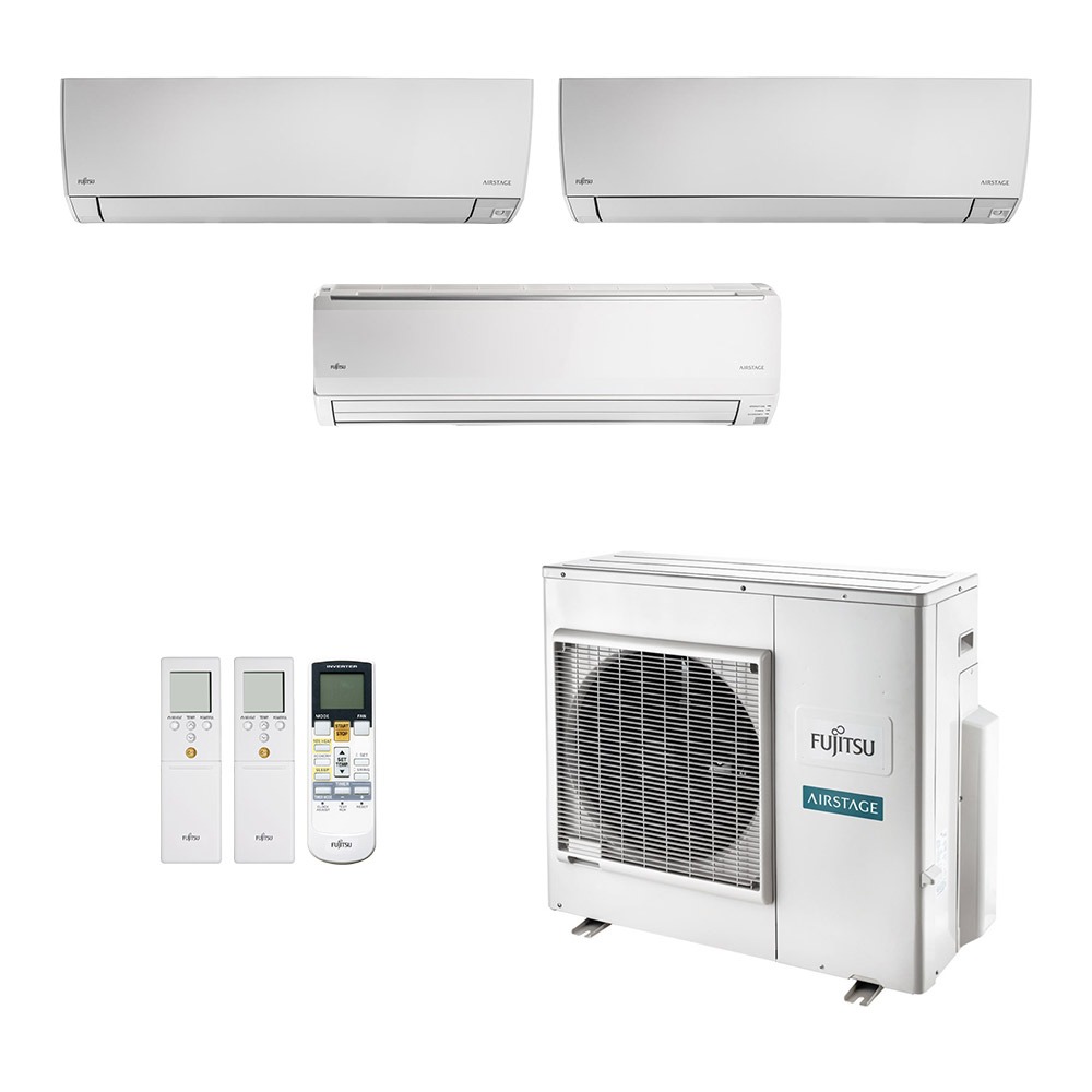 Vista 2 Ar-Condicionado Multi Split Inverter Fujitsu 35.000 (2x Evap HW 12.000 + 1x Evap HW 18.000) Quente/Frio 220V Branco Branco