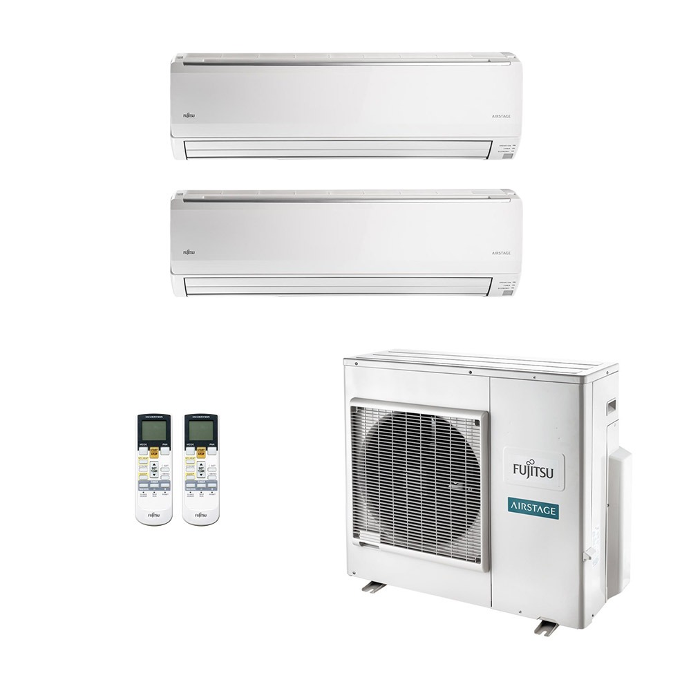 Vista 2 Ar-Condicionado Multi Split Inverter Fujitsu 35.000 (2x Evap HW 18.000) Quente/Frio 220V Branco Branco