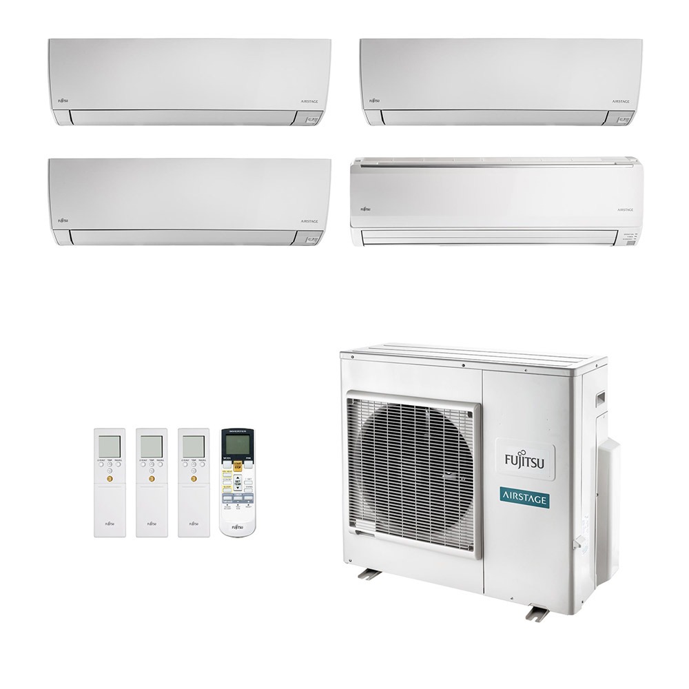 Vista 2 Ar-Condicionado Multi Split Inverter Fujitsu 35.000 (2x Evap HW 9.000 + 1x Evap HW 12.000 + 1x Evap HW 18.000) Quente/Frio 220V Branco Branco