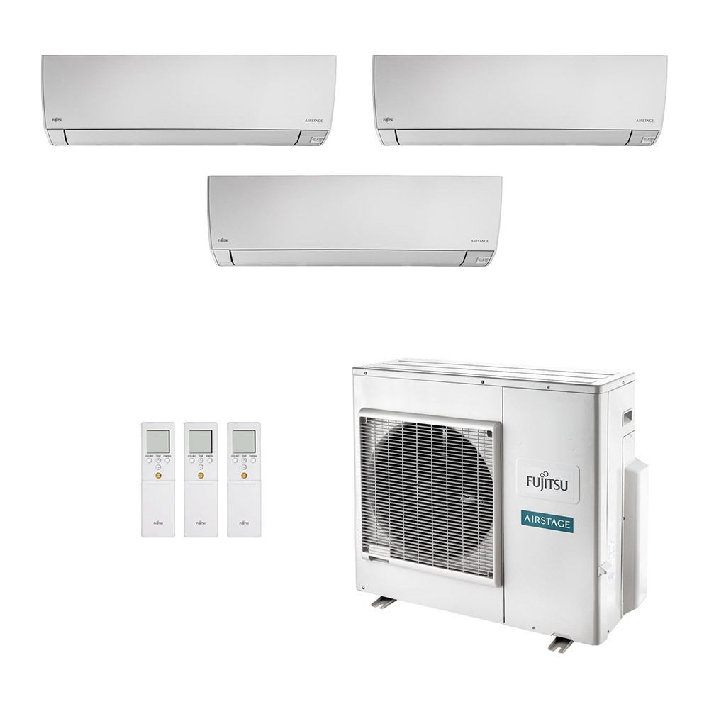 Vista 2 Ar-Condicionado Multi Split Inverter Fujitsu 35.000 (3x Evap HW 12.000) Quente/Frio 220V Branco Branco