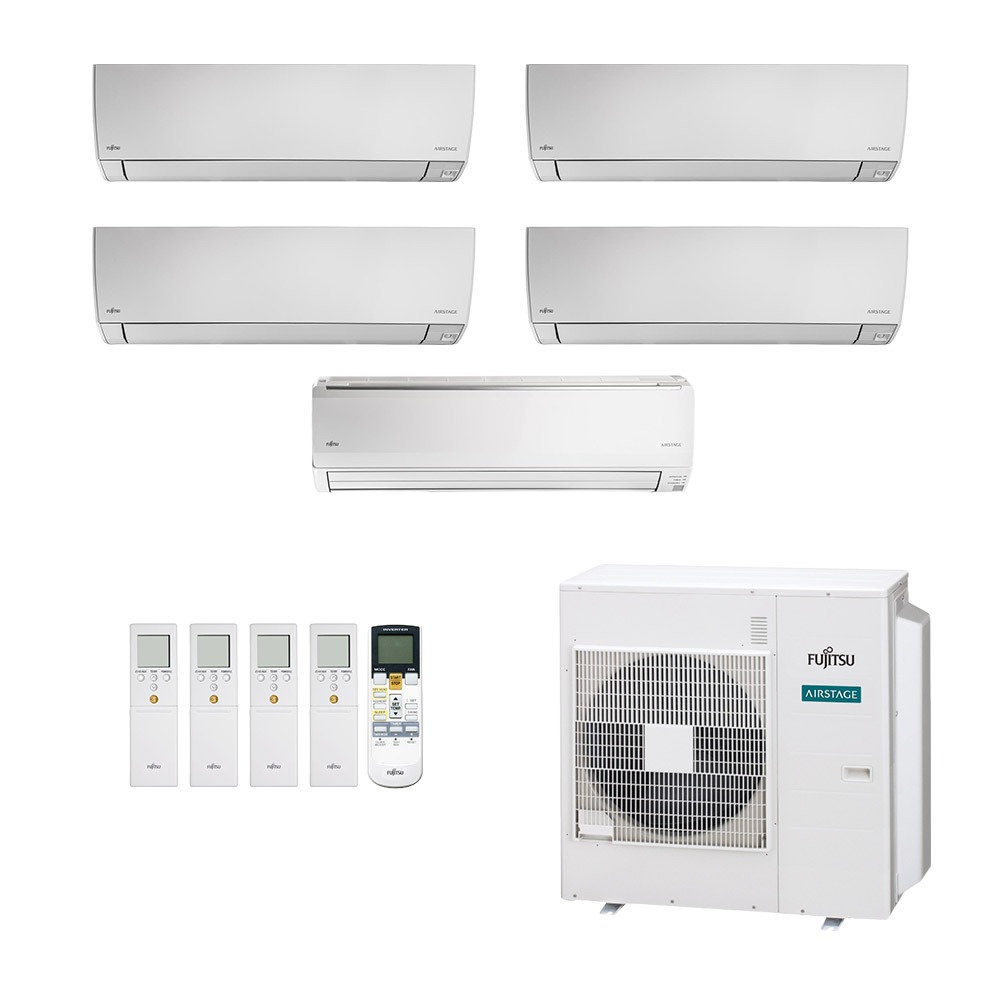 Vista 2 Ar-Condicionado Multi Split Inverter Fujitsu 45.000 (2x Evap HW 7.000 + 2x Evap HW 12.000 + 1x Evap HW 24.000) Quente/Frio 220V Branco Branco