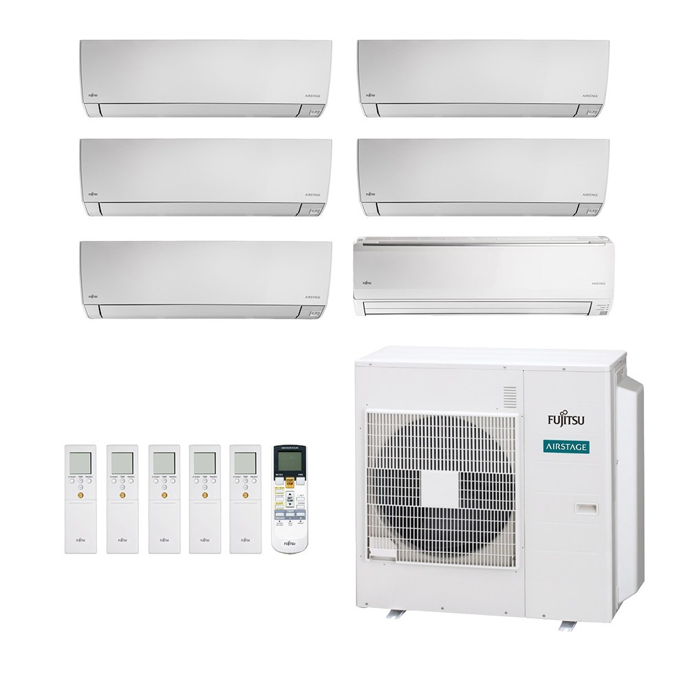 Ar-Condicionado Multi Split Inverter Fujitsu 45.000 (2x Evap HW 7.000 + 2x Evap HW 9.000 + 1x Evap HW 12.000 + 1x Evap HW 18.000) Quente/Frio 220V