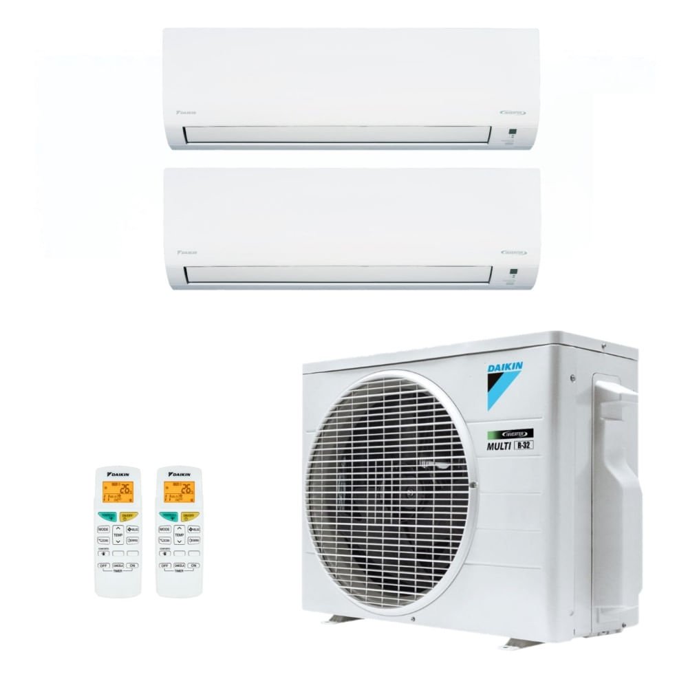 Vista 2 Ar-Condicionado Bi Split Inverter R-32 Daikin 18.000 BTUs (2x Evap HW 12.000) Quente/Frio 220V Branco Branco