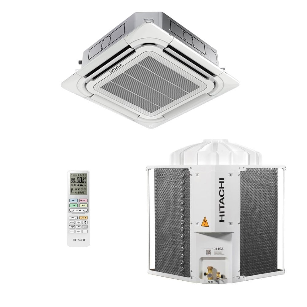 Vista 2 Ar-Condicionado Split Cassete 4 Vias Hitachi Air Core 36.000 BTUs Só Frio 220V Monofásico Branco Branco