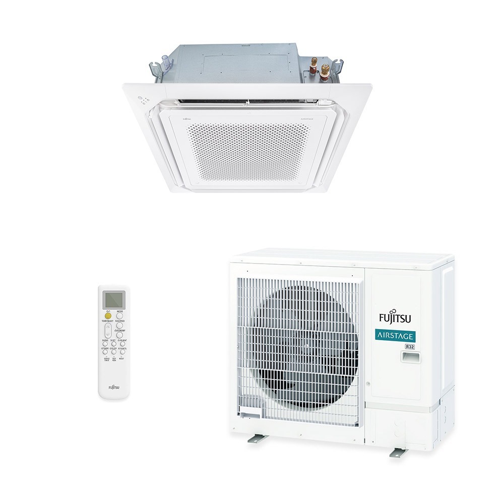 Vista 2 Ar-condicionado Split Cassete 4 Vias Inverter Fujitsu Airstage 36.000 BTUs R-32 Quente/Frio 380V Trifásico Branco Branco