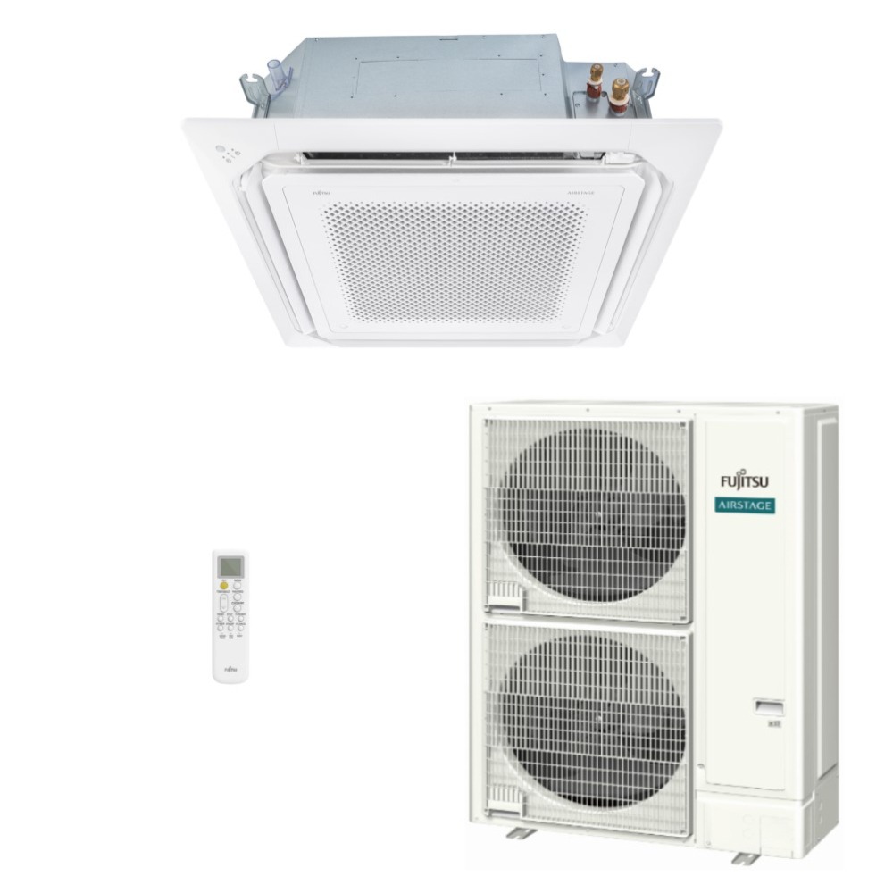 Vista 2 Ar-condicionado Split Cassete 4 Vias Inverter Fujitsu Airstage 54.000 BTUs R-32 Quente/Frio 380V Trifásico Branco Branco