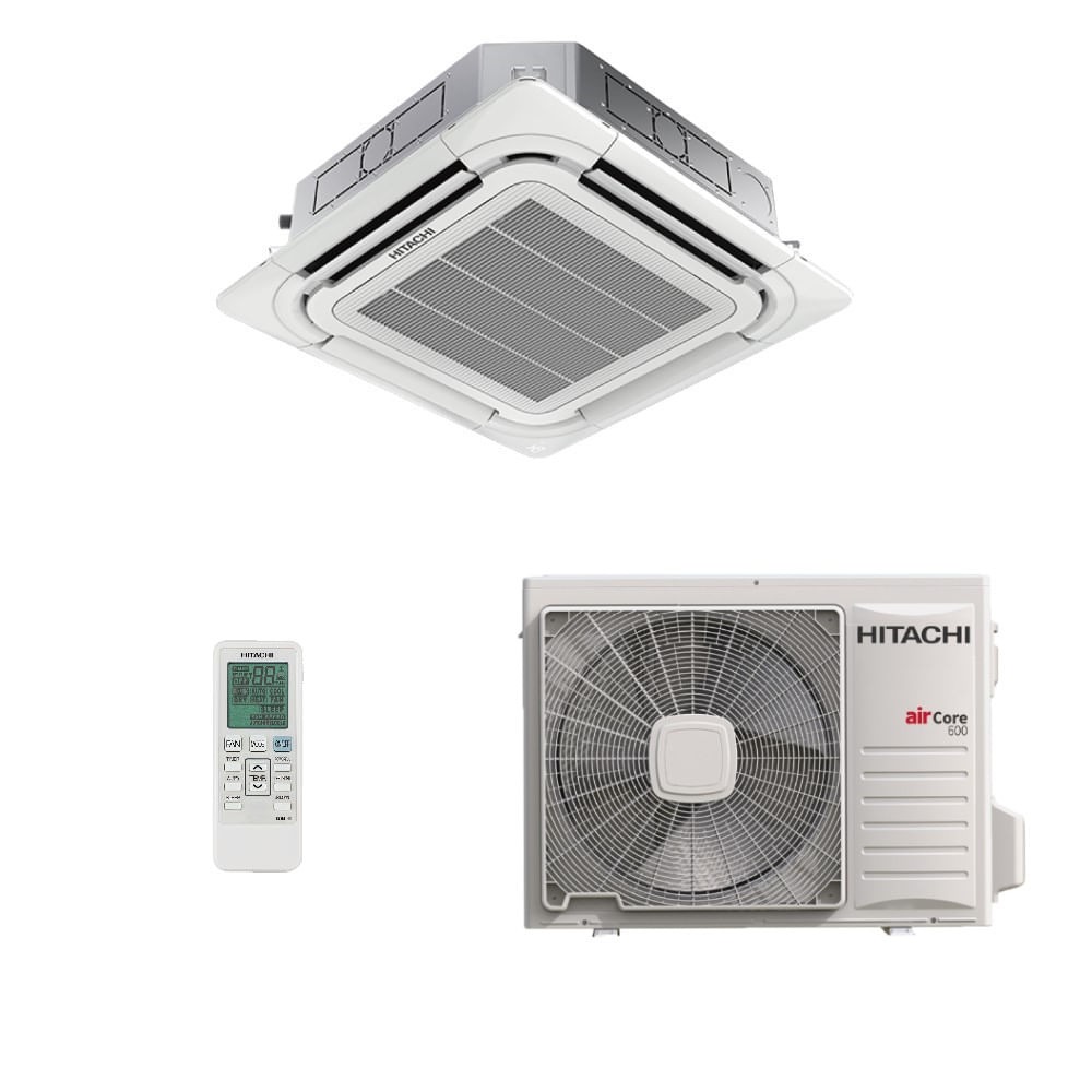 Vista 2 Ar-Condicionado Split Cassete Inverter 4 Vias Hitachi AirCore 600 24.000 BTUs Quente/Frio 220V Monofásico Branco Branco