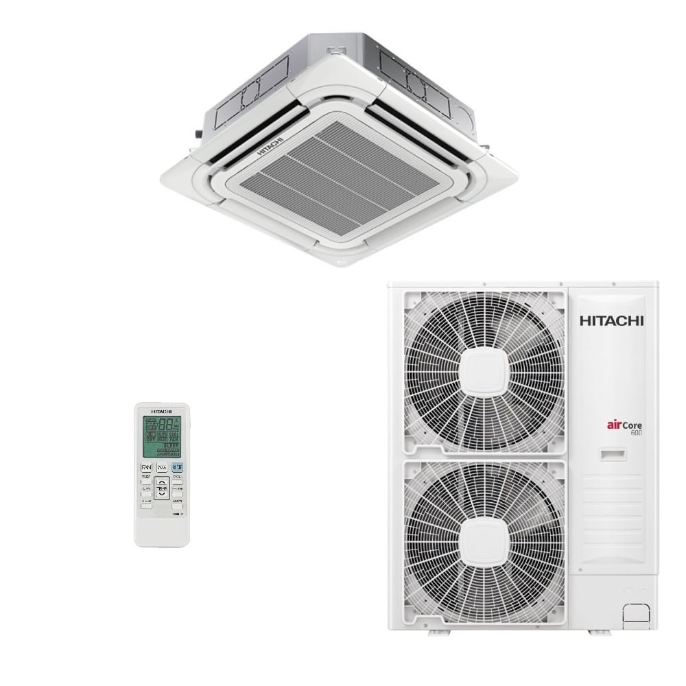 Vista 2 Ar-Condicionado Split Cassete Inverter 4 Vias Hitachi AirCore 600 46.000 BTUs Quente/Frio 220V Monofásico Branco Branco