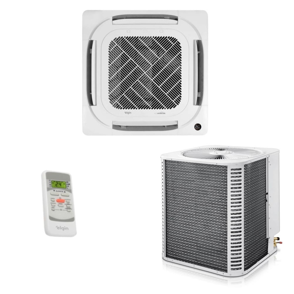 Vista 2 Ar-Condicionado Split Cassete Inverter 4 Vias R-32 Elgin Eco 48.000 BTUs Frio 220V Monofásico Branco Branco