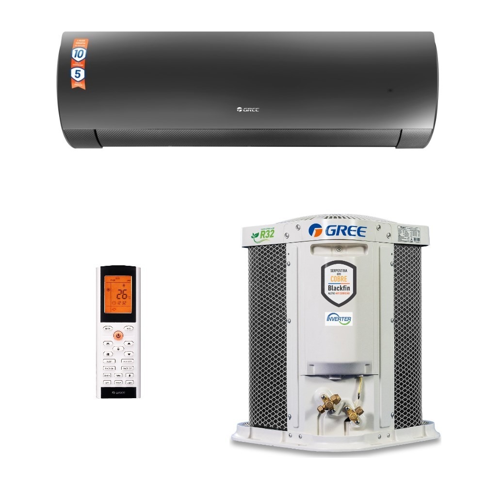 Vista 2 Ar Condicionado Split HW G-Diamond Auto Inverter Wi-Fi Gree 18.000 BTUs Só Frio 220V Preto Pérola Preto Pérola