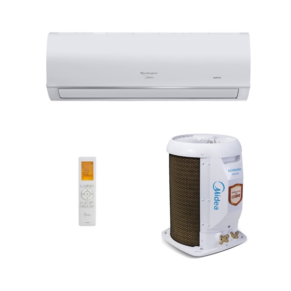 Vista 2 Ar-Condicionado Inverter Split Hi Wall Springer Midea AirVolution Connect 9.000 BTUs R-32 Só Frio 220V Branco Branco