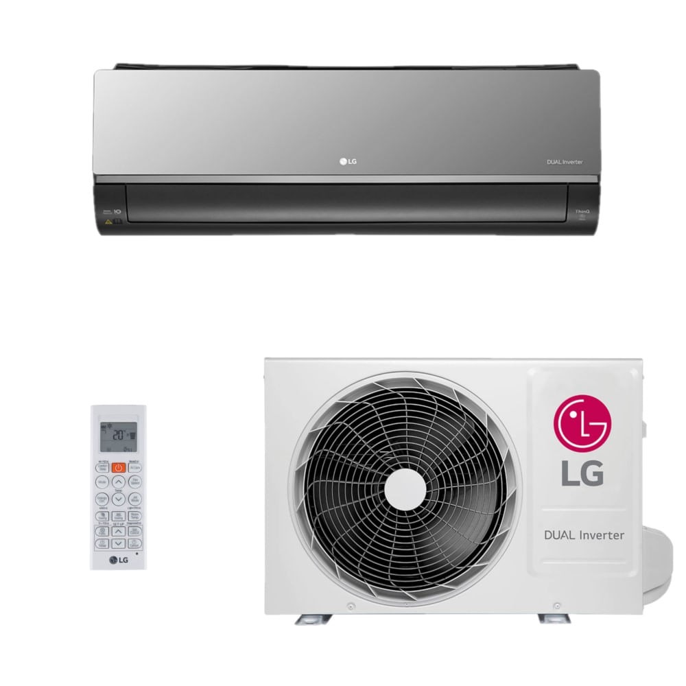 Vista 2 Ar-Condicionado LG AI DUAL Inverter Voice ARTCOOL UV Nano 18.000 BTUs Quente/Frio 220V - S3-W18KLR7A Preto Preto